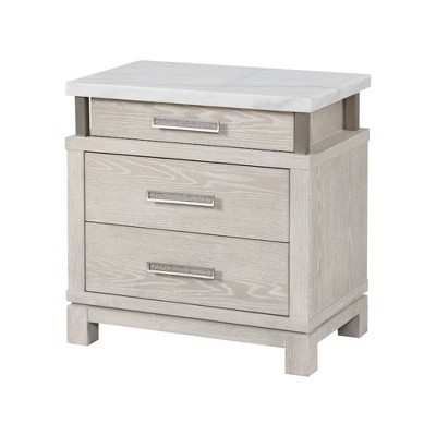 Royal Hampton Nightstand, 3 Drawers, White Marble Top, 29 Inch