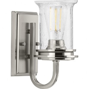 Progress Lighting Winslett 1-Light Bath Wall Light, Brushed Nickel, Seeded Glass Shade - 1 of 2