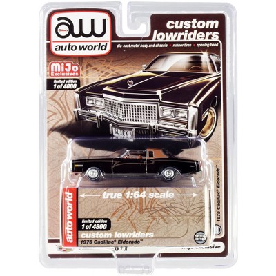 1975 Cadillac Eldorado Black with Brown (Partial) Vinyl Top Ltd Ed 4800 pcs 1/64 Diecast Model Car by Auto World