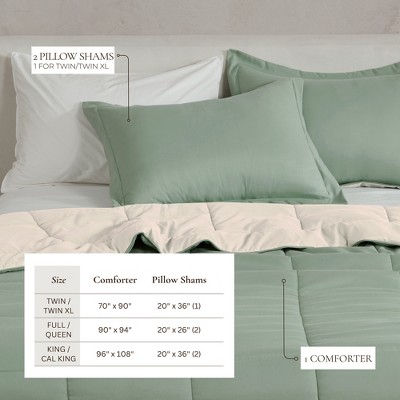 Full Sage and Sand Reversible Down Alternative Comforter Set