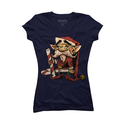 Junior's Design By Humans The Candy Cane Elf By HawksAerie T-Shirt
