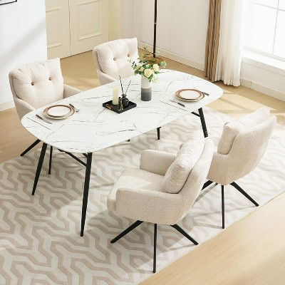 DYHOME Dining Chairs Set of 4, Mid Century Modern Swivel Dining Chairs with Arm, Upholstered Accent Chair for Kitchen Dining Living Room