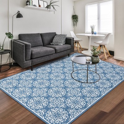 Area Rugs Floral Rugs Boho Rug Moroccan Carpet Vintage Low Pile Rugs for Living Room Bedroom