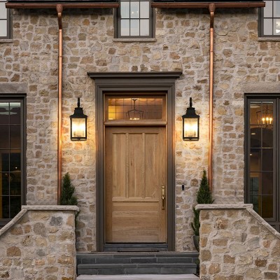 Black Square External Wall Lights Aluminum Light Fixtures Led Outdoor Wall Lights Waterproof Vintage Glass Sconce-The Pop Home