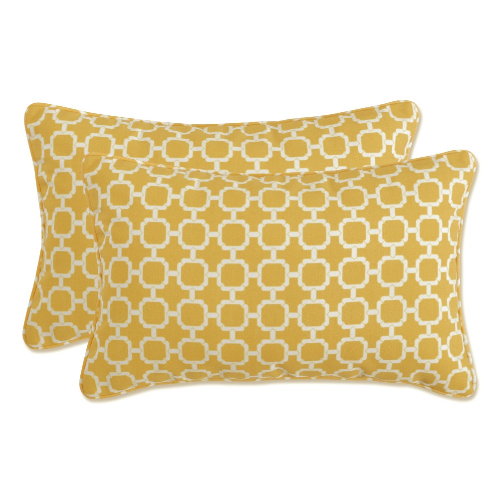 Photos - Pillow 11.5"x18.5" Hockley Geo 2pc Rectangular Outdoor Throw  Set Yellow 