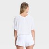 Women's V-Neck Boxy Cropped Short Sleeve Top - JoyLab™ - 2 of 3