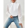 Coolmee Women's Long Frill Sleeve Stand Collar Shirts Elegant Office Workwear Blouse Business Dressy - 2 of 4