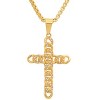 Steeltime 24" Men's 18k gold plated stainless steel and simulated diamonds cross pendant - 2 of 4