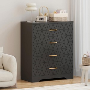 Tall Dresser for Bedroom Closet with 4 Drawers, Wood Chest of Drawers with Gold Handles - 1 of 4