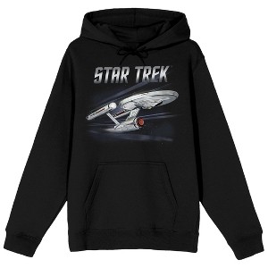 Star Trek NCC-1701 Warp Drive Long Sleeve Black Adult Hooded Sweatshirt - 1 of 3