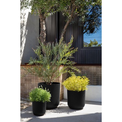 Veradek Mason Series Black Plastic-Stone Planter Set
