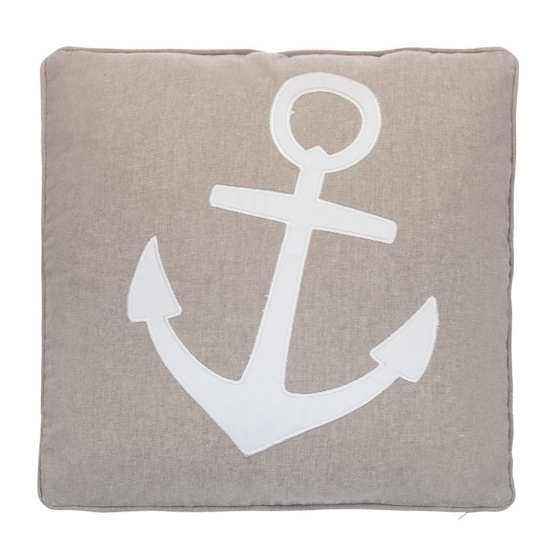 Provincetown Appliqued Anchor Pillow - Tan and White - Levtex Home, 1 of 4