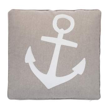 Provincetown Appliqued Anchor Pillow - Tan and White - Levtex Home