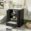 24" Bathroom Vanity with Ceramic Sink, Modern Freestanding Storage Cabinet with Silver Handles & Soft Closing Doors - ModernLuxe - 2 of 4