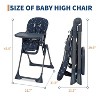 Baby High Chair, Foldable Feeding Chairs for Babies and Toddlers, Adjustable Height/Backrest/Footrest, Removable Tray, Fast Folding Kids Chair - 2 of 4