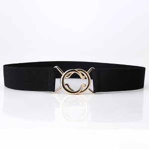 Anna-Kaci Women's Stylish Elastic Waist Belt with Golden O - Ring Buckle - 1 of 4