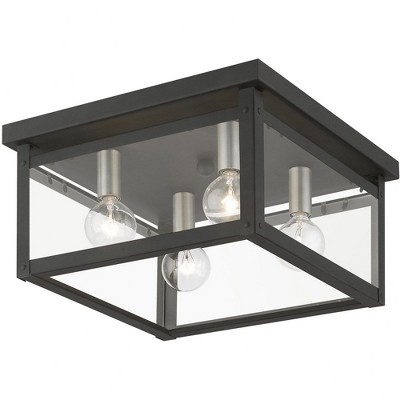 Milford Square 4-Light LED Flush Mount in Black and Brushed Nickel