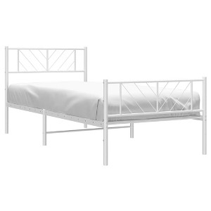 vidaXL White Steel Bed Frame with Headboard and Footboard - Robust Metal Bed Base with Extra Storage Space - 1 of 4