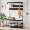Coat Rack Shoe Bench Large Hall Tree Shoe Rack Entryway 3-Tier Storage Shelf and Hooks Removable Industrial Accent Furniture - 4 of 4
