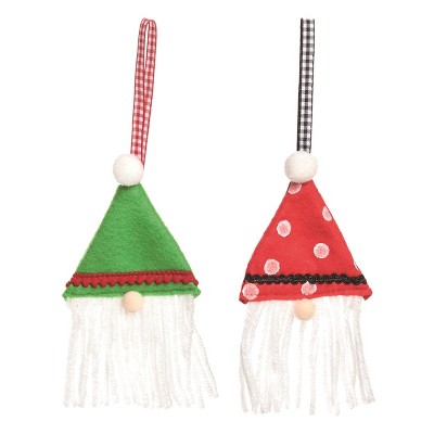 Transpac Fabric Cmas Gnome Ornament Set of 2 Christmas Home Decorations