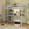 Costway Twin Loft Bed with LED Light & Power Outlet Desk Storage Shelves & Cabinet - 2 of 4