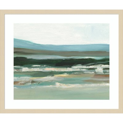 Cool Vista I Abstract Landscape Giclee Print in Natural Wood Frame