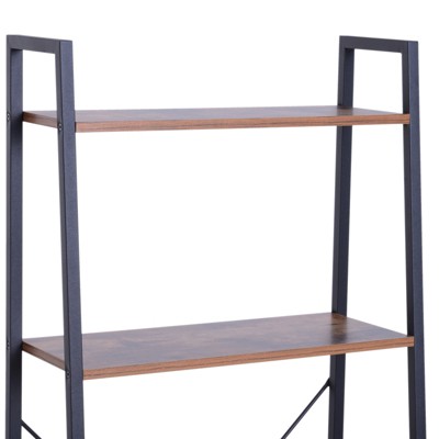 Modern 4-Tier Black Ladder Shelf for Books and Decor