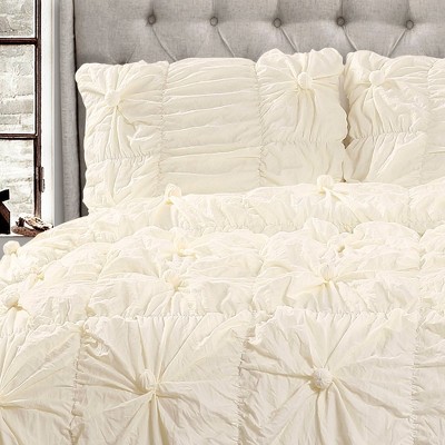 Lush Decor Full/Queen Bella Comforter Set Ivory - Lush Décor: Shabby Chic Midweight Microfiber Bedding with Ruching, 3 Pieces — фото 2