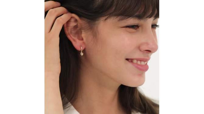 Girl's Opal Heart Dangle Hoop Gold Plated Sterling Silver Earrings - In Season Jewelry, 2 of 7, play video