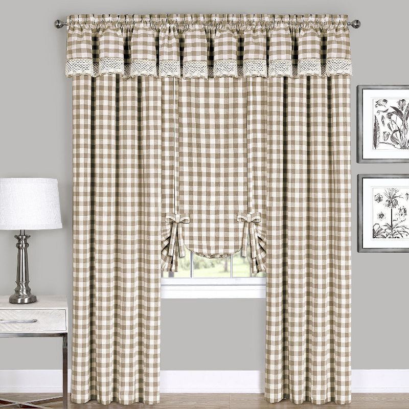 GoodGram Complete 6 Pc. Country Chic Plaid Window Curtain Treatment Set, 1 of 3