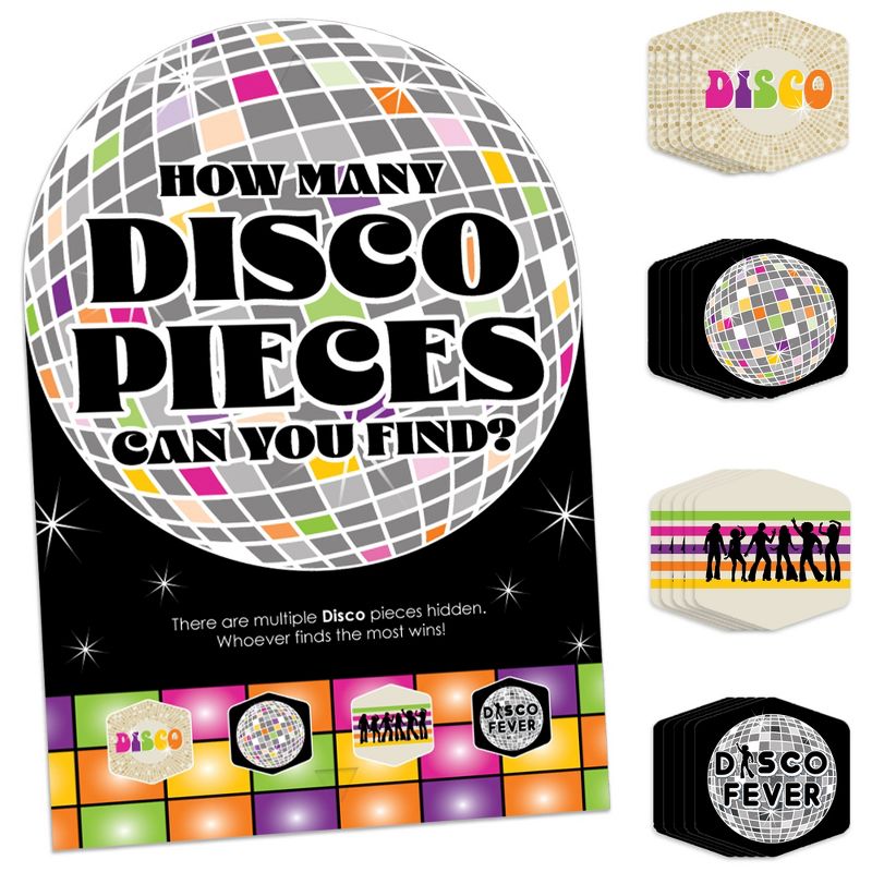 Big Dot of Happiness 70’s Disco - 1970s Disco Fever Party Scavenger Hunt - 1 Stand and 48 Game Pieces - Hide and Find Game, 1 of 9