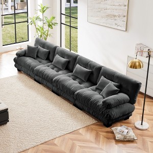 Oversized 173.2" Chenille Modular 4-seater Sectional Sofa with Bolster Armrests, 4-Piece Free combination Sofa - 1 of 4