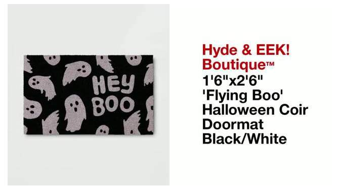 1&#39;6&#34;x2&#39;6&#34; &#39;Flying Boo&#39; Halloween Coir Doormat Black/White - Hyde &#38; EEK! Boutique&#8482;, 2 of 12, play video