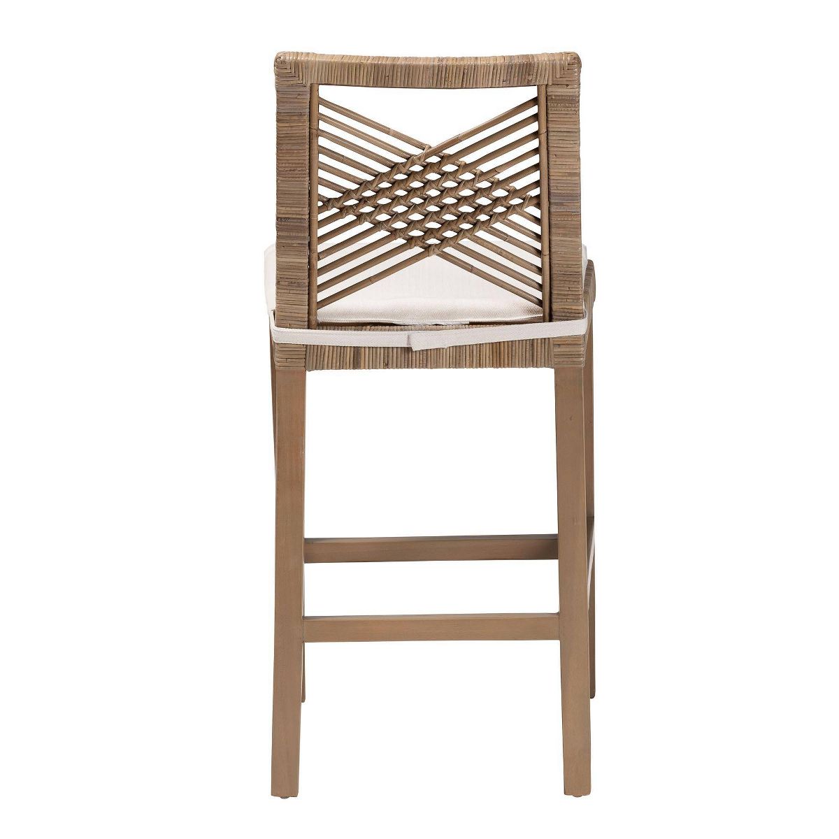bali & pari Poltak Natural Rattan and Mahogany Wood Counter Height Barstool Kubu Gray/Rustic Taupe - thumbnail 5