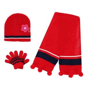 Heat Trendz Girl's One Size Fits Most Flower Hat Gloves and Scarf Winter Set - 1 of 4