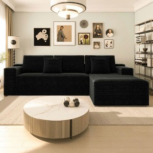 Resenkos 104" Right Chaise Sectional Sofa, L-Shaped Cloud Design with Deep Seating and No Assembly, Grey - 1 of 4