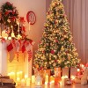 Pre-Lit Flocked Christmas Tree with Pine Cones, PVC Branches & Metal Hinged Base for Home, Office, or Holiday Party Decor - 4 of 4