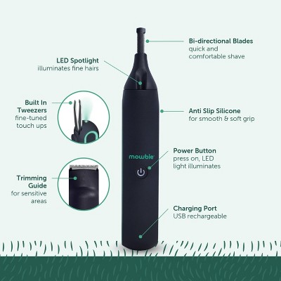 Mowbie Men's Detail Trimmer: Battery-Powered, For Ear, Nose, Eyebrows