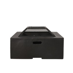 GDFStudio Aruda Outdoor Lightweight Concrete Square Wood Burning Fire Pit, Dark Gray - 1 of 4