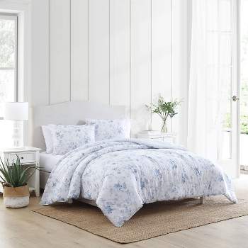  Laura Ashley Home - King Size Comforter Set, Reversible Cotton  Bedding, Includes Matching Shams with Bonus Euro Shams & Throw Pillows  (Natalie Sage/Off White, King) : Home & Kitchen