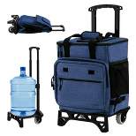 Costway 50-Can 3-in-1 Insulated Rolling Cooler with Adjustable Handle & Bottom Plate Blue/Grey