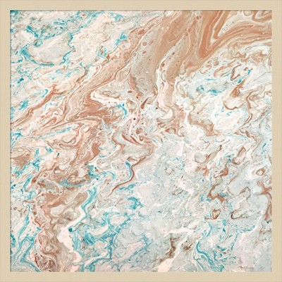 Wild Lagoons Abstract Graphic Art in Svelte Natural Frame