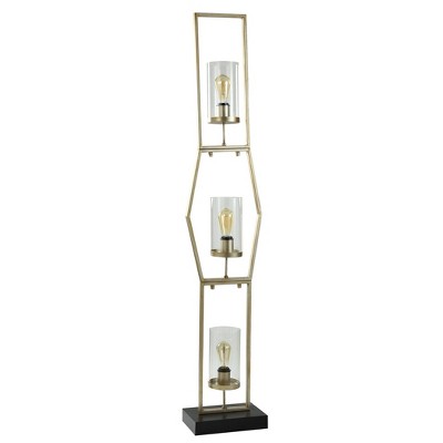Laslo Black Steel 3-Tier Glass Hurricane Floor Lamp