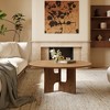 Airsurfer 31.5 Inches Round Rustic Ash Wood Veneer Coffee Table for Small Living Room - 3 of 4
