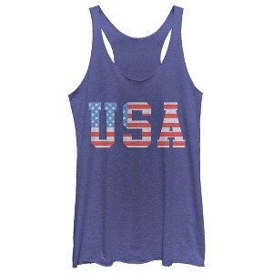 Women's Lost Gods American Flag Letters USA Racerback Tank Top - 1 of 3