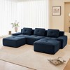 117" Corduroy U-Shaped Modular Sectional Sofa with Movable Ottoman, Pearl-Like Piping, Tufted Design, and No Assembly - 2 of 4