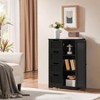 Wooden Bathroom Floor Storage Cabinet with 4 Drawers and 1 Cupboard Freestanding Entryway Organizer Home Decor Black - 4 of 4