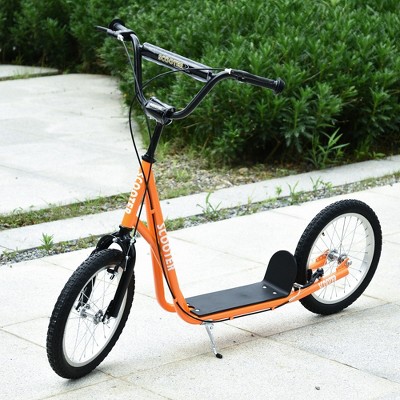 Orange Steel Frame Adjustable Kick Scooter with Dual Brakes