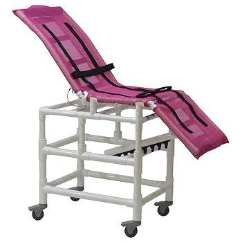 MJM International Corporation Large 18 in internal width  bathing chair 3 in Total Lock casters 32 in height from floor to top of seat 180 wt