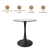 LeisureMod Bristol 24" Round Dining Table – Sintered Stone Top Accent Café Table & Sturdy Steel Black Pedestal Base for Kitchen and Small Spaces - 4 of 4